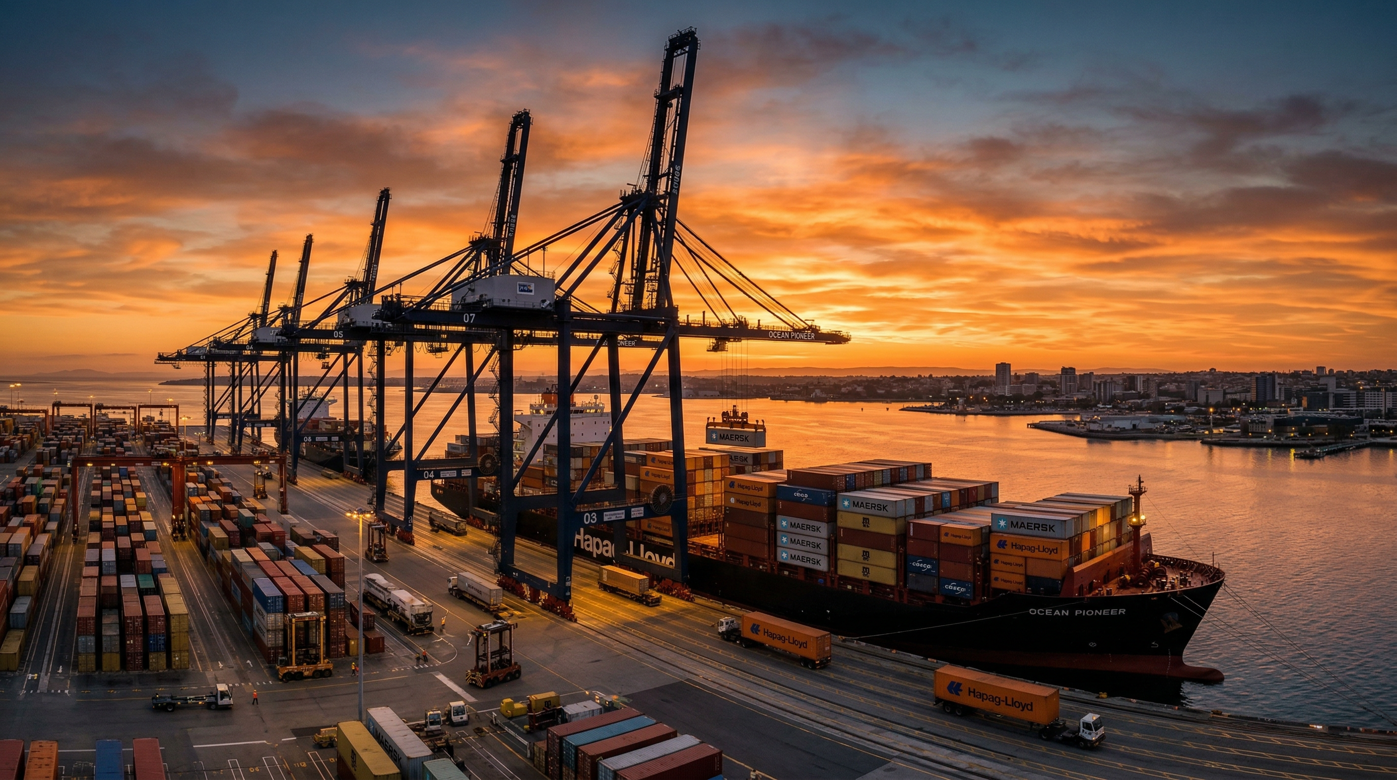 Barco de carga en puerto con contenedores